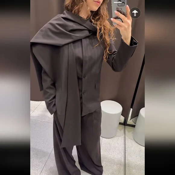 Zara ZW COLLECTION LIMITED EDITION PINSTRIPE BLAZER WITH SC - Picture 8 of 14